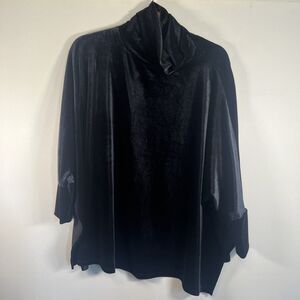 WynneLayers Black Unstructured Turtleneck Top Velvet Feel Preppy Size Large Soft
